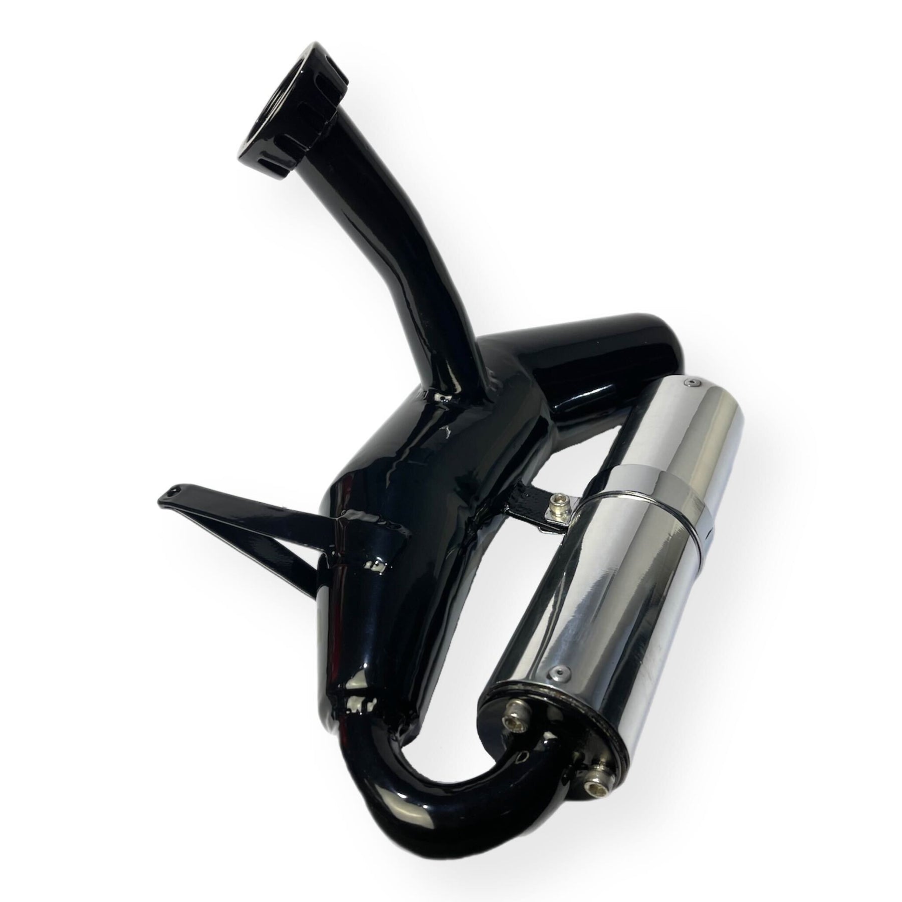 Lambretta LD Series 2 3 125-150cc Snail Pipe Exhaust - Black with Polished End Can