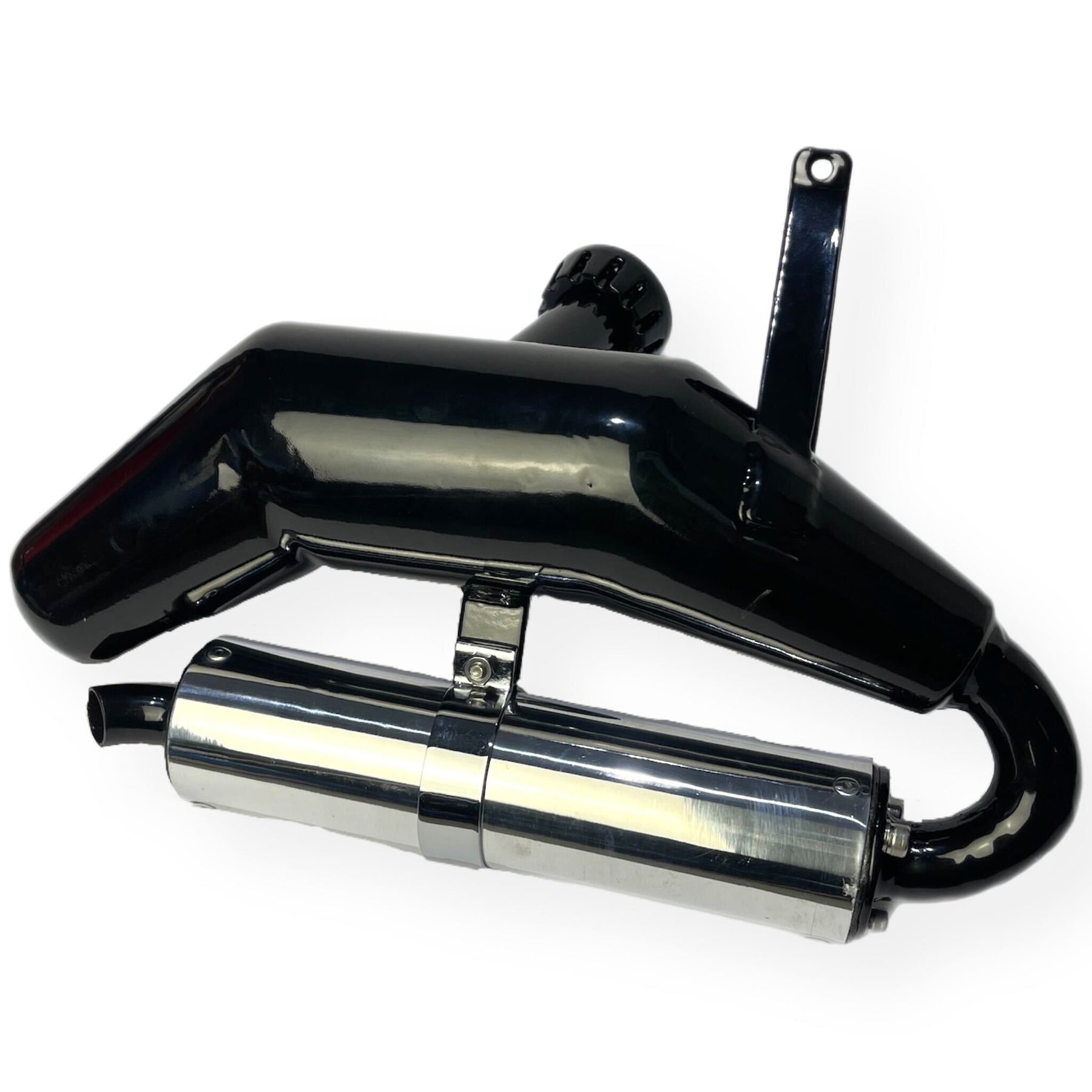Lambretta LD Series 2 3 125-150cc Snail Pipe Exhaust - Black with Polished End Can
