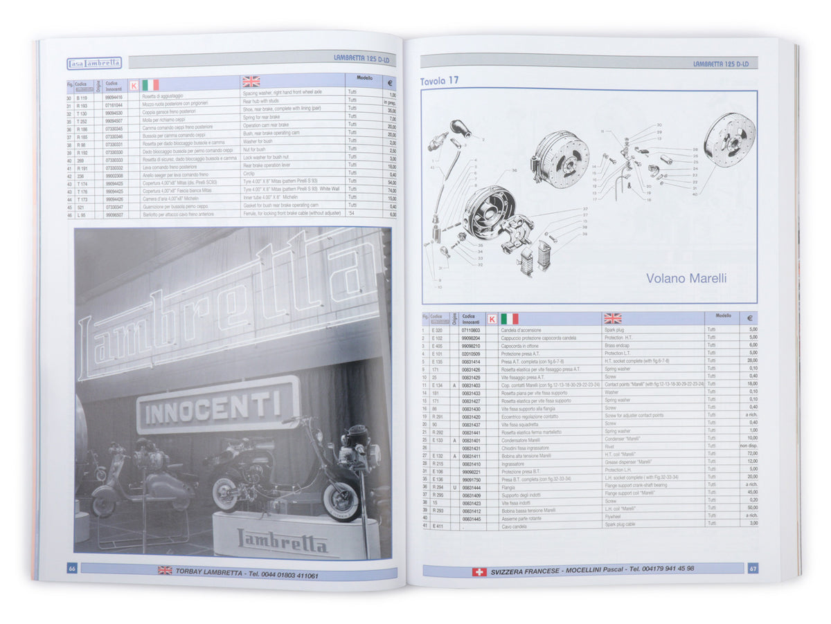 Lambretta Li GP DC SX TV J Lui CASA LAMBRETTA Spare Parts Catalogue 2022