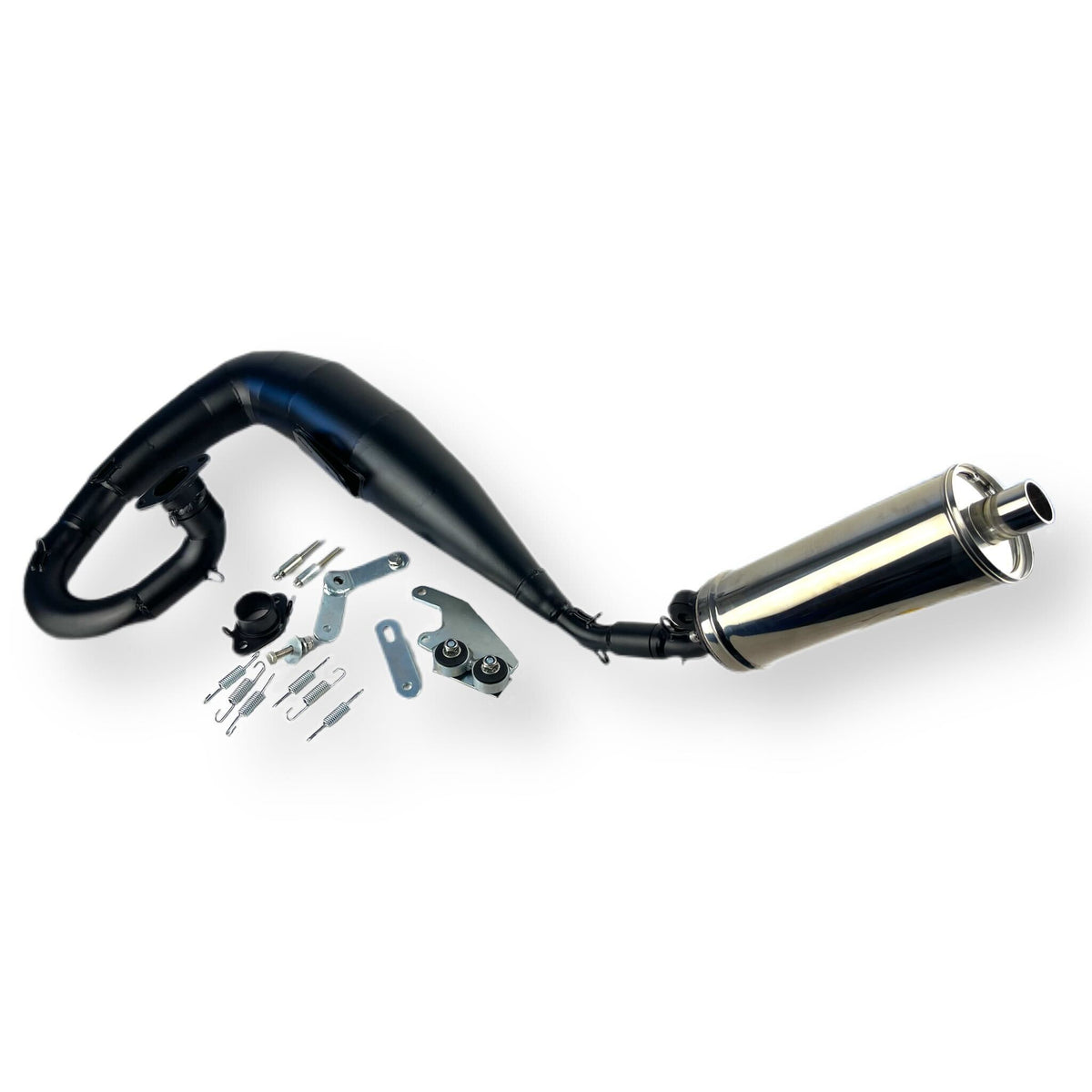 Lambretta S3 Li GP SX TV Taffy Style Expansion Exhaust - Black Powder Coated