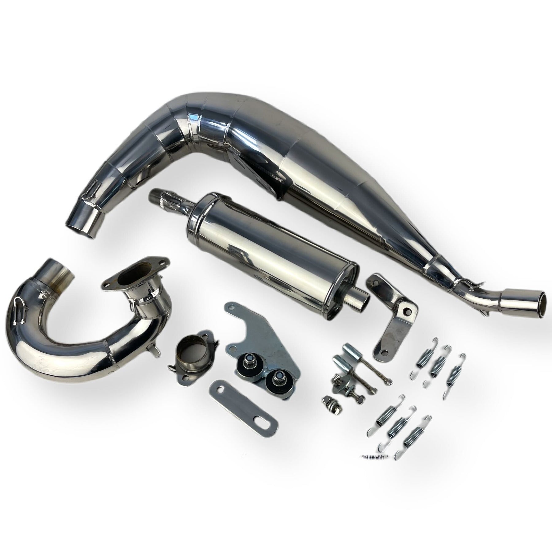 Lambretta S3 Li GP SX TV Taffy Style Expansion Exhaust - Polished Stainless Steel