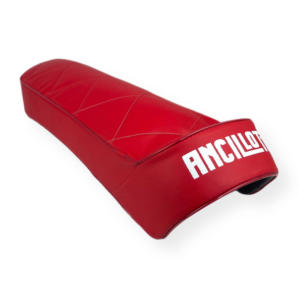 Lambretta Series 1 2 3 Li GP SX TV Ancillotti Cut Back Seat - Oxblood Red w/ White Logo