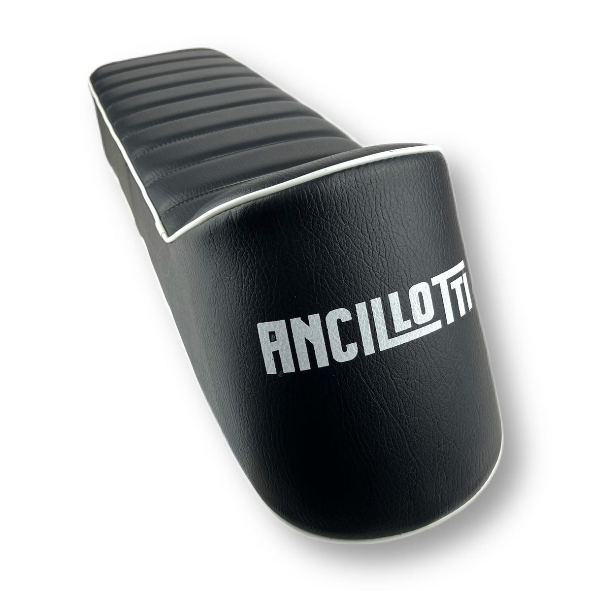 Lambretta Series 1-3 Li GP SX TV Ancillotti Long Slope Back With Logo & Double Pipings - Black with White Piping and Logo