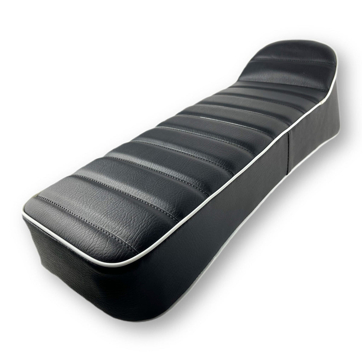 Lambretta Series 1-3 Li GP SX TV Ancillotti Long Slope Back With Logo & Double Pipings - Black with White Piping and Logo