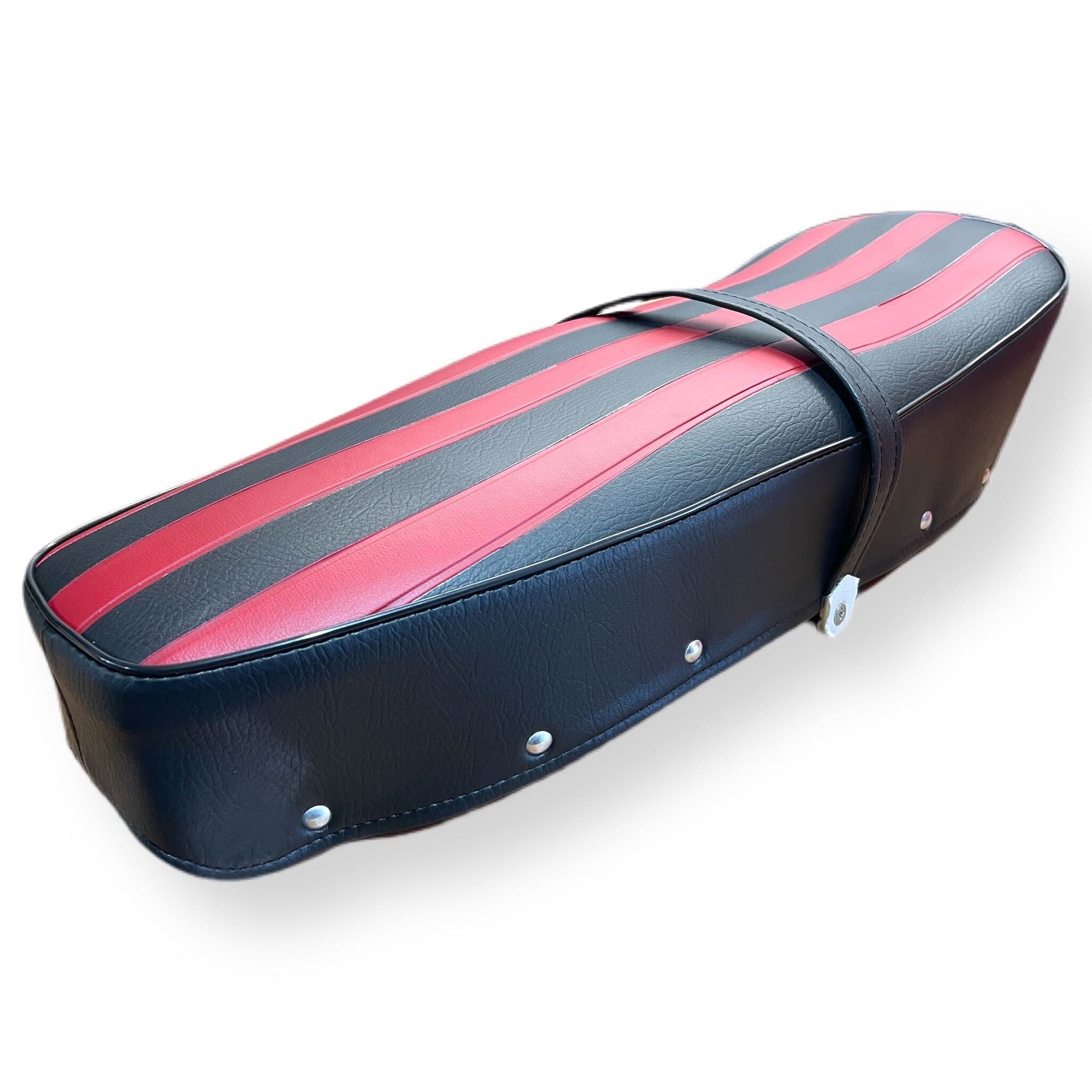 Lambretta Series 1 2 3 Li GP SX TV Dual Seat - Black Red Stripes