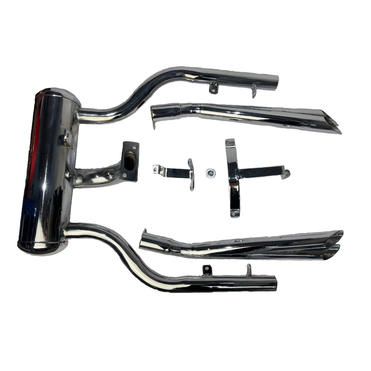 Lambretta Series 1 2 3 Li GP SX TV Fiamm Double Sided Twin Pipe Exhaust - Chrome