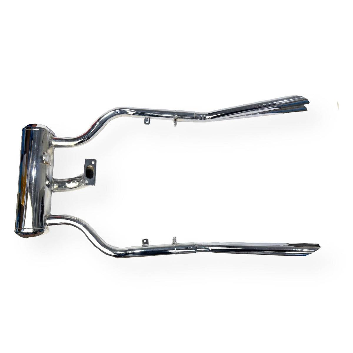 Lambretta Series 1 2 3 Li GP SX TV Fiamm Double Sided Twin Pipe Exhaust - Chrome