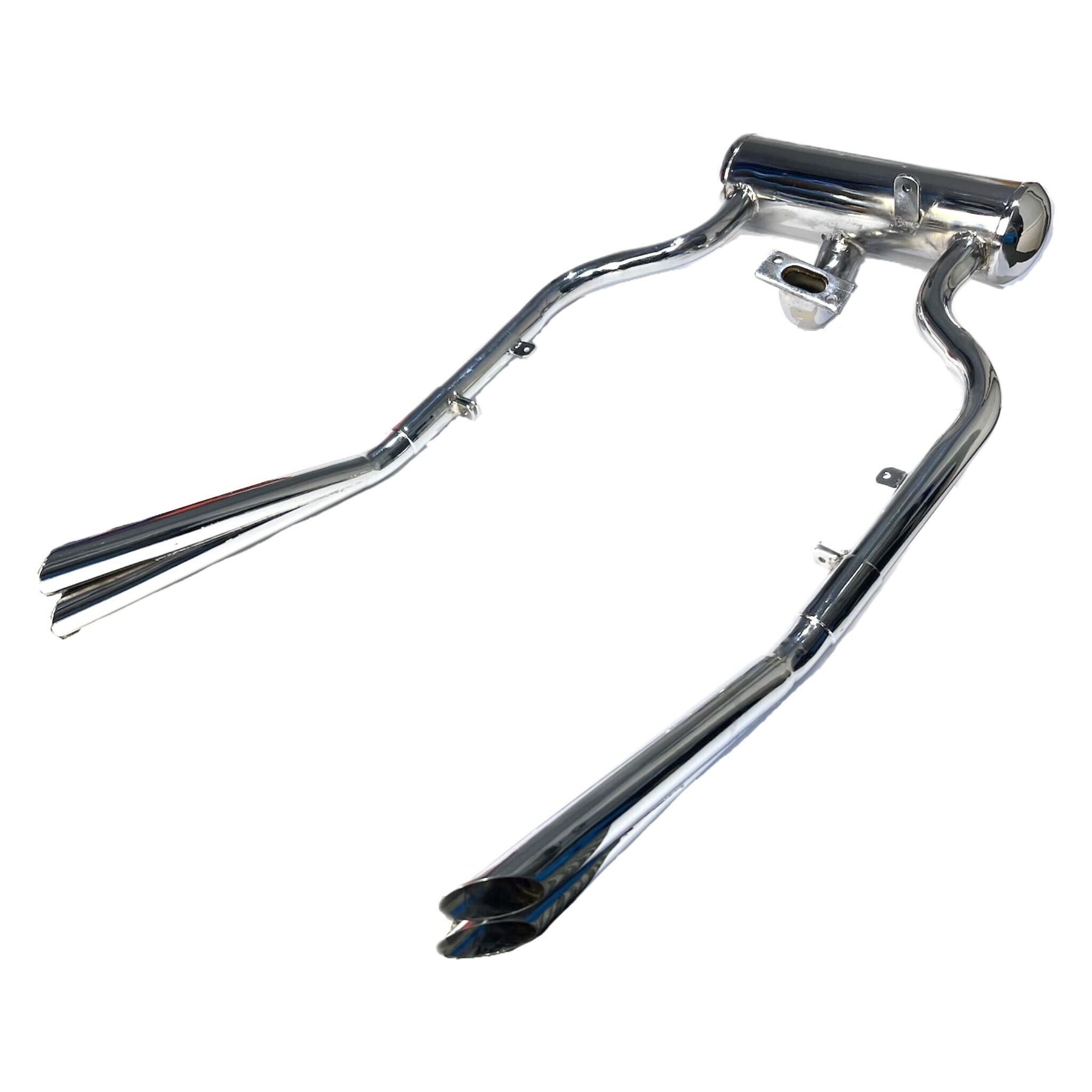 Lambretta Series 1 2 3 Li GP SX TV Fiamm Double Sided Twin Pipe Exhaust - Chrome