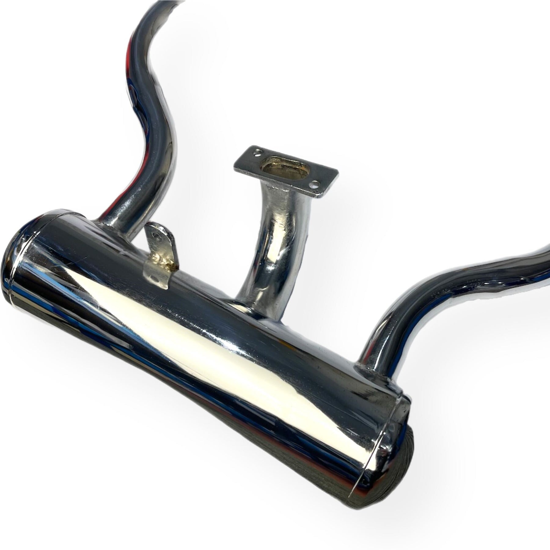 Lambretta Series 1 2 3 Li GP SX TV Fiamm Double Sided Twin Pipe Exhaust - Chrome