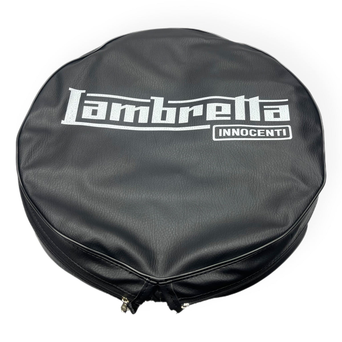 Lambretta Series 1 2 3 Li GP SX TV Lambretta Logo Spare Wheel Cover 10" - Black with White Logo