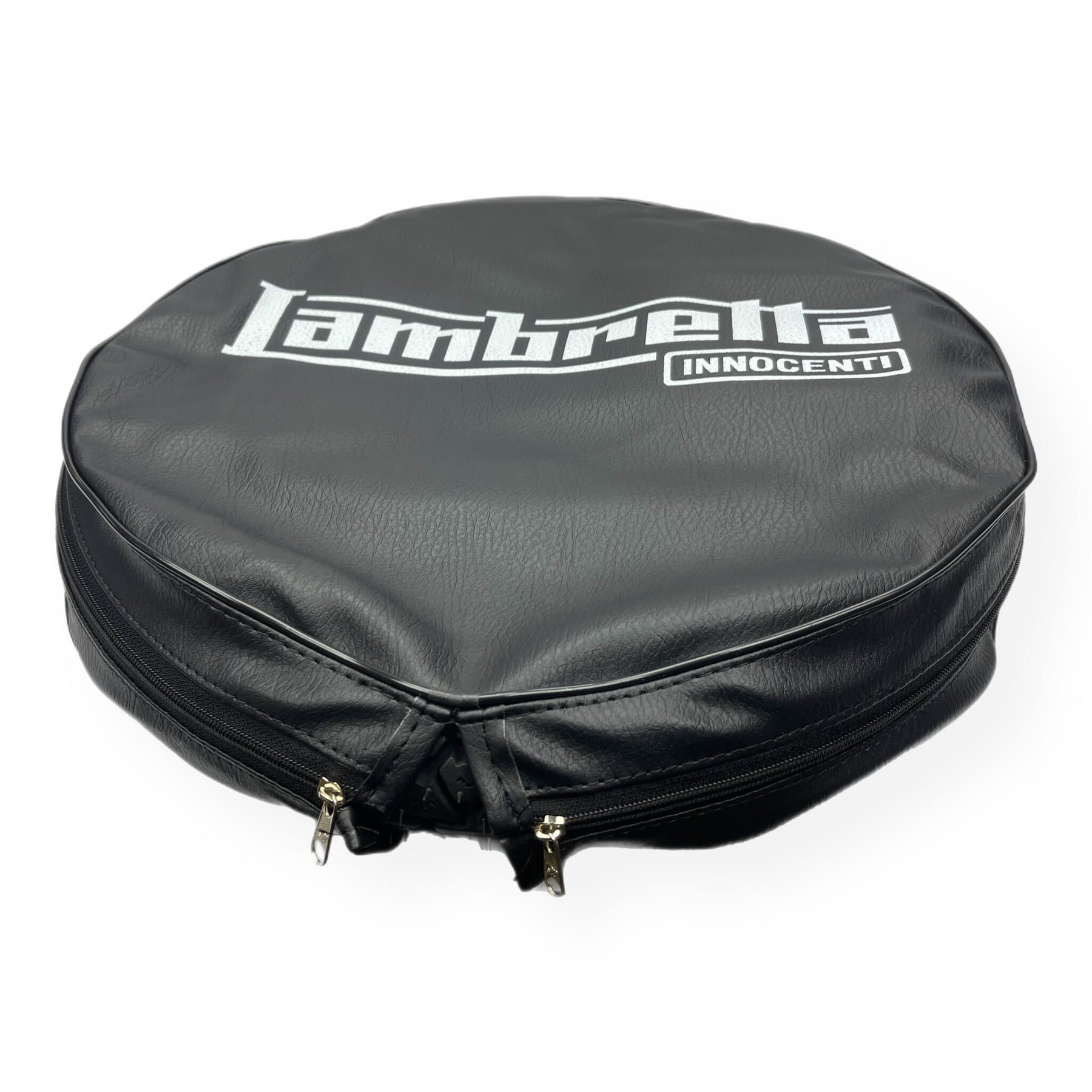 Lambretta Series 1 2 3 Li GP SX TV Lambretta Logo Spare Wheel Cover 10" - Black with White Logo