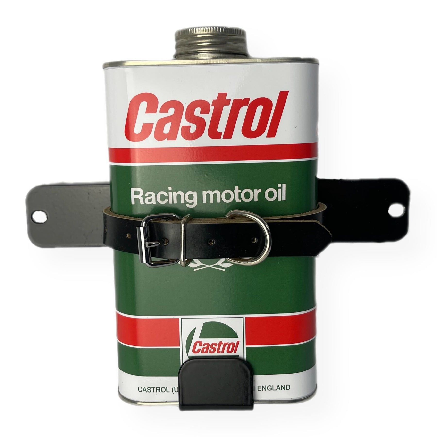 Lambretta Series 1 2 3 Li GP SX TV Spare Wheel Mounted Oil Can Holder with Castrol Can - Black