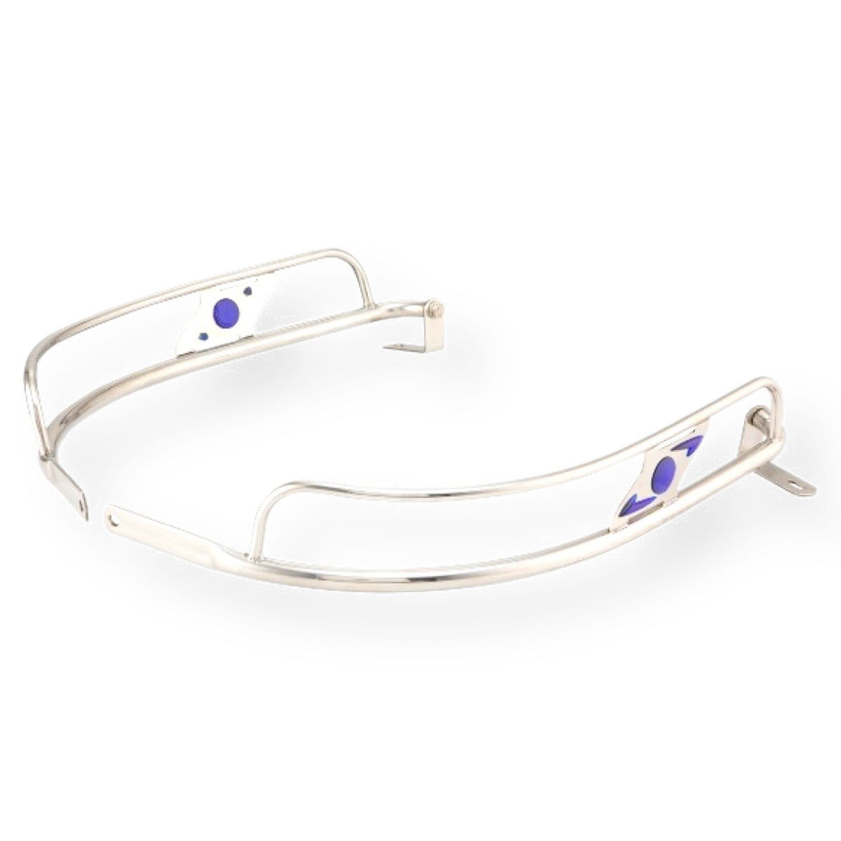 Lambretta Series 1 2 Li TV ULMA Style Side Panel Crash Bars - Chrome & Blue Insert - Vertical Fixing