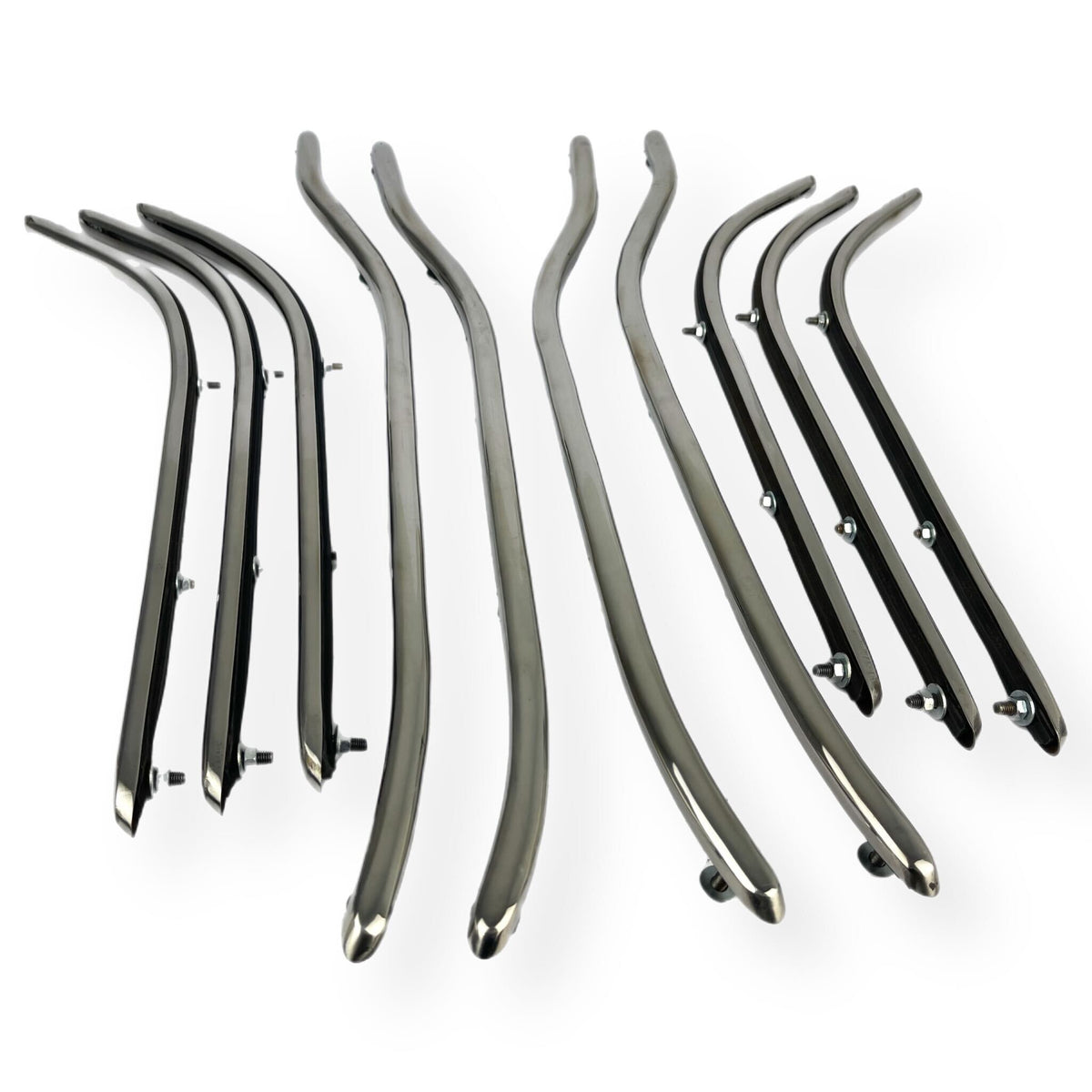 Lambretta Series 2 Li TV Floor Runner Set (Front and Rear) - Polished Stainless Steel