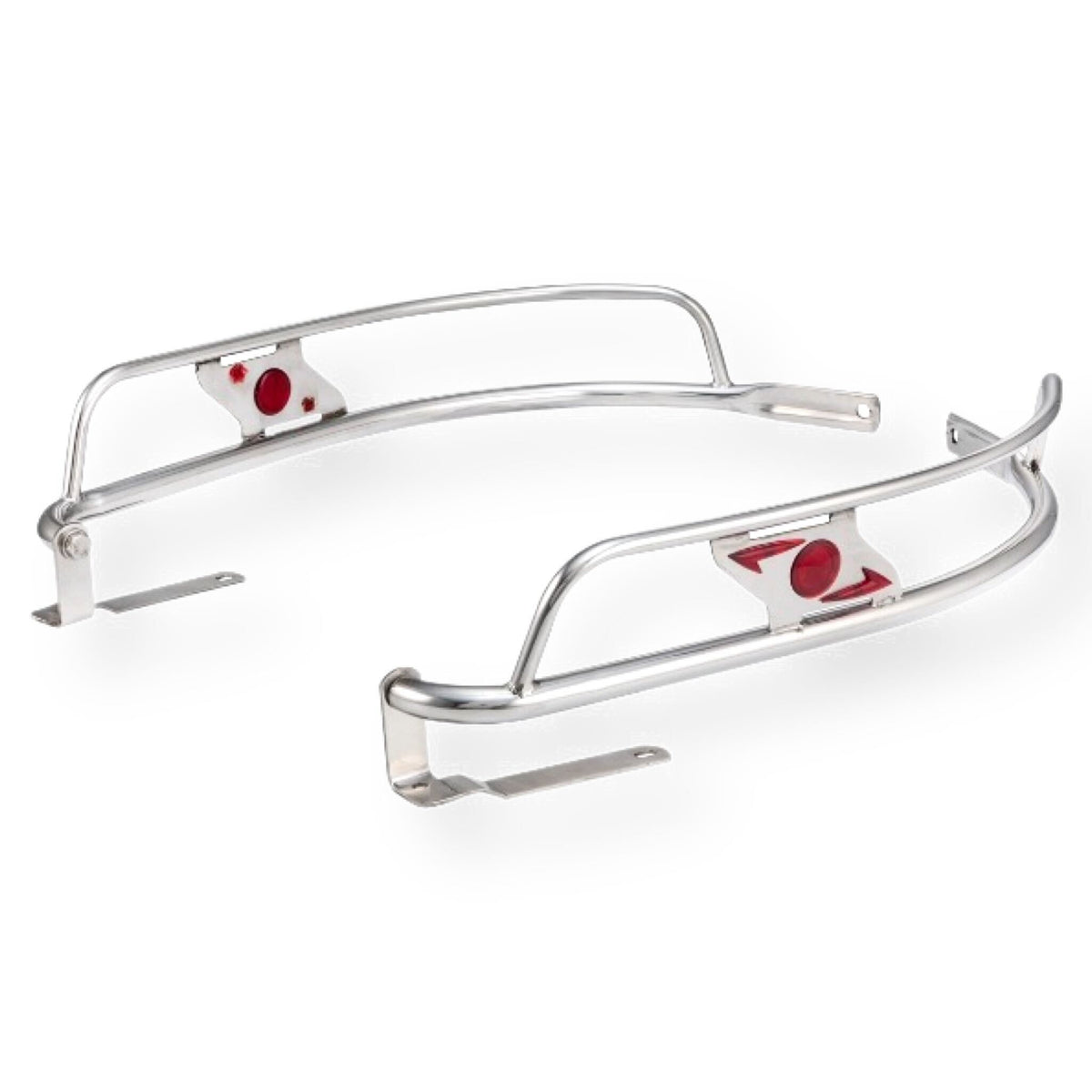 Lambretta Series 3 LI 125 150 Ulma Style Side Panel Crash Bars - Chrome & Red