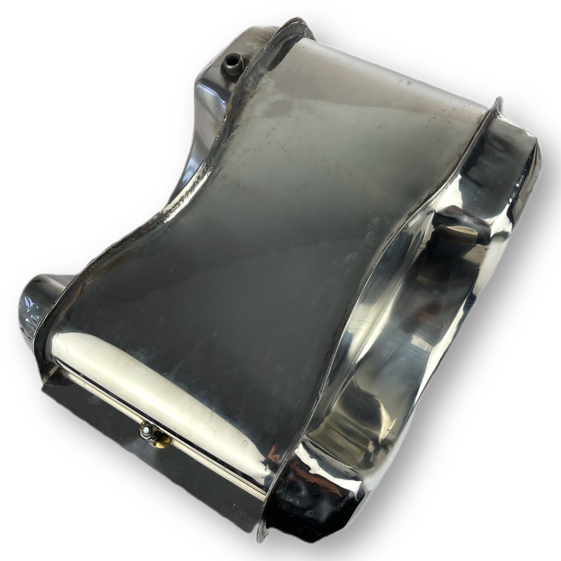 Lambretta Series 3 Li GP SX TV Long Range 17 litre petrol tank with built-in toolbox & Dual Cut Outs -  Polished Stainless Steel