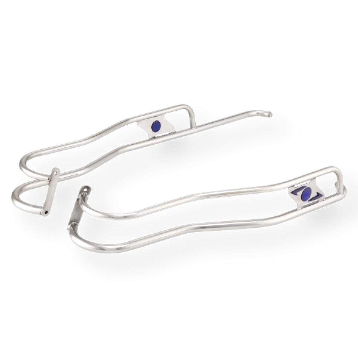 Lambretta Series 3 Li Ulma Style Side Panel Rear Crash Bars - Chrome & Blue - Floorboard to Number Plate