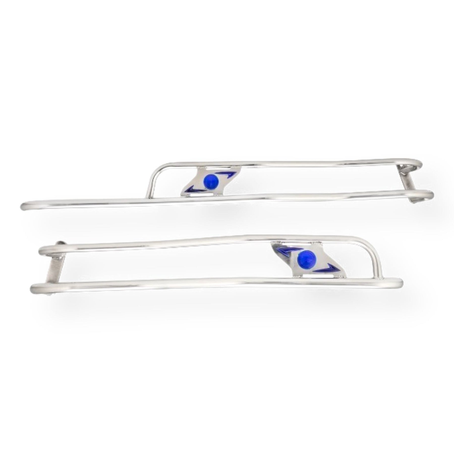 Lambretta Series 3 Li Ulma Style Side Panel Rear Crash Bars - Chrome & Blue - Floorboard to Number Plate