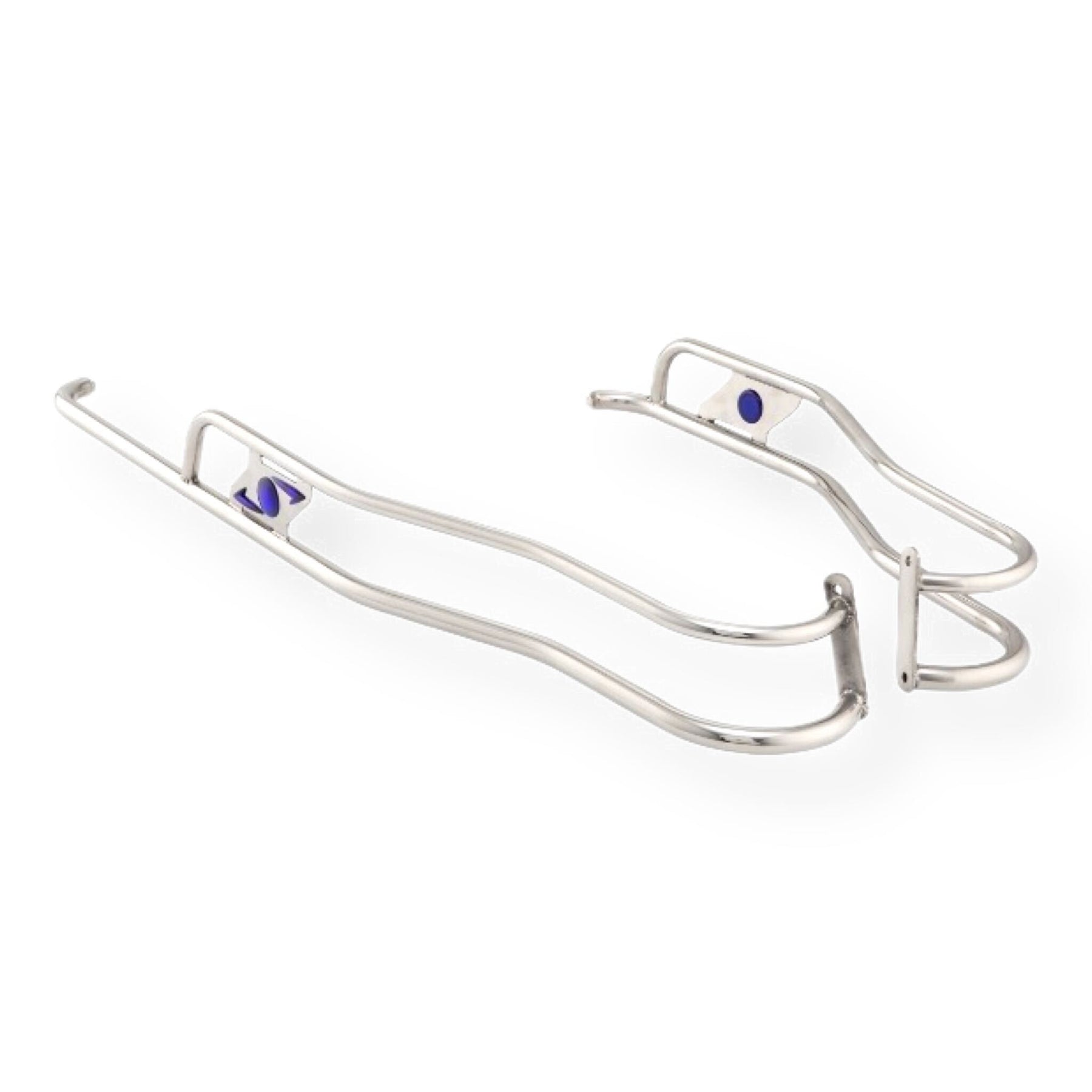 Lambretta Series 3 Li Ulma Style Side Panel Rear Crash Bars - Chrome & Blue - Floorboard to Number Plate