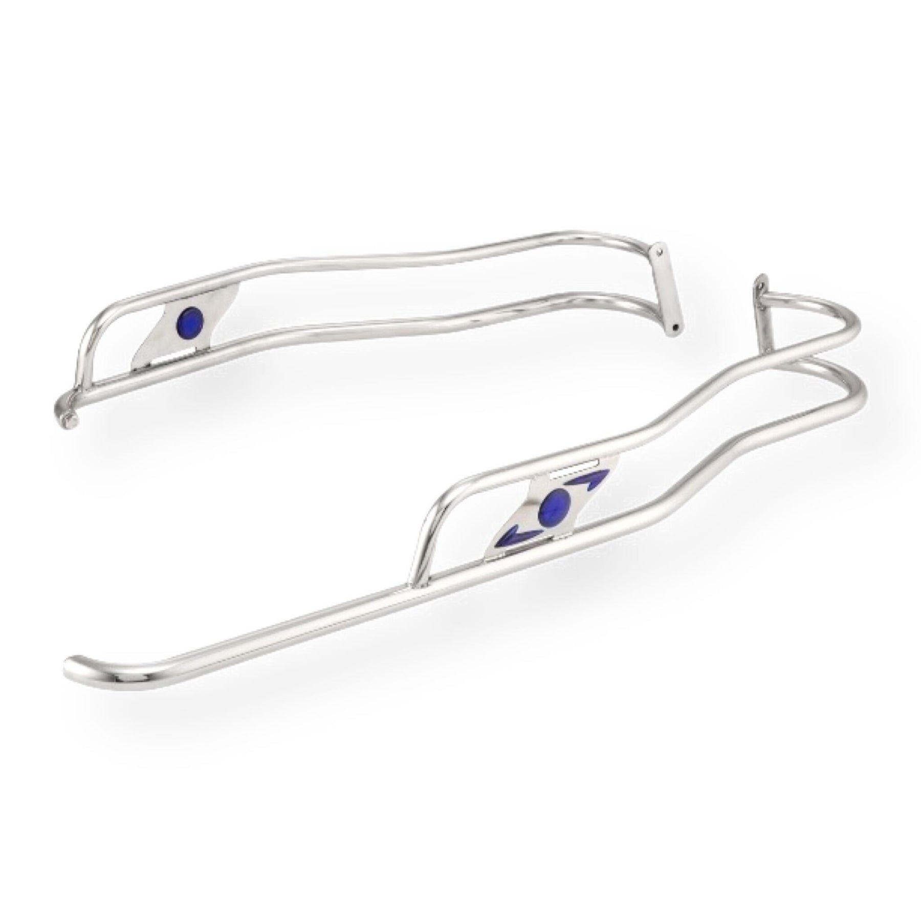 Lambretta Series 3 Li Ulma Style Side Panel Rear Crash Bars - Chrome & Blue - Floorboard to Number Plate