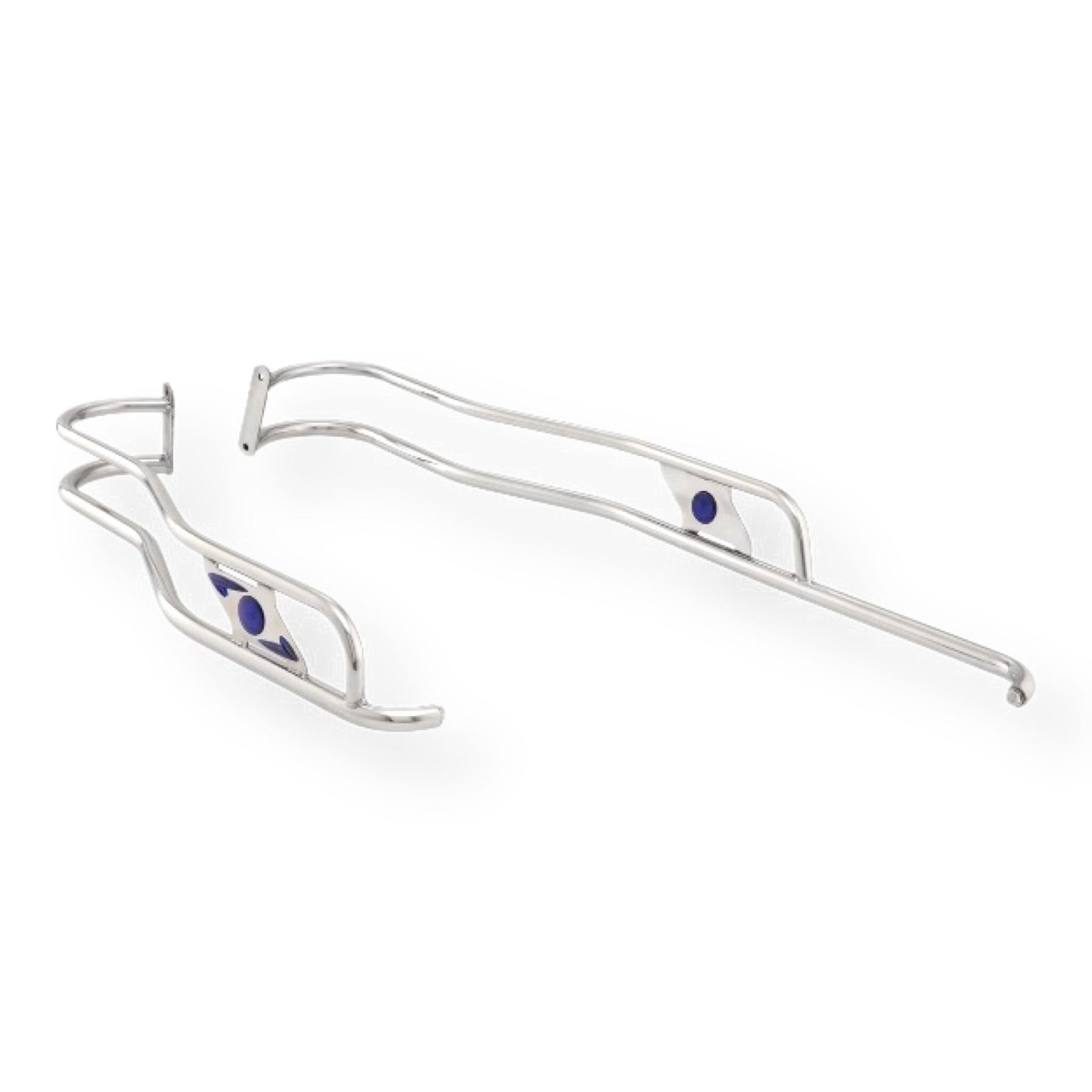 Lambretta Series 3 Li Ulma Style Side Panel Rear Crash Bars - Chrome & Blue - Floorboard to Number Plate