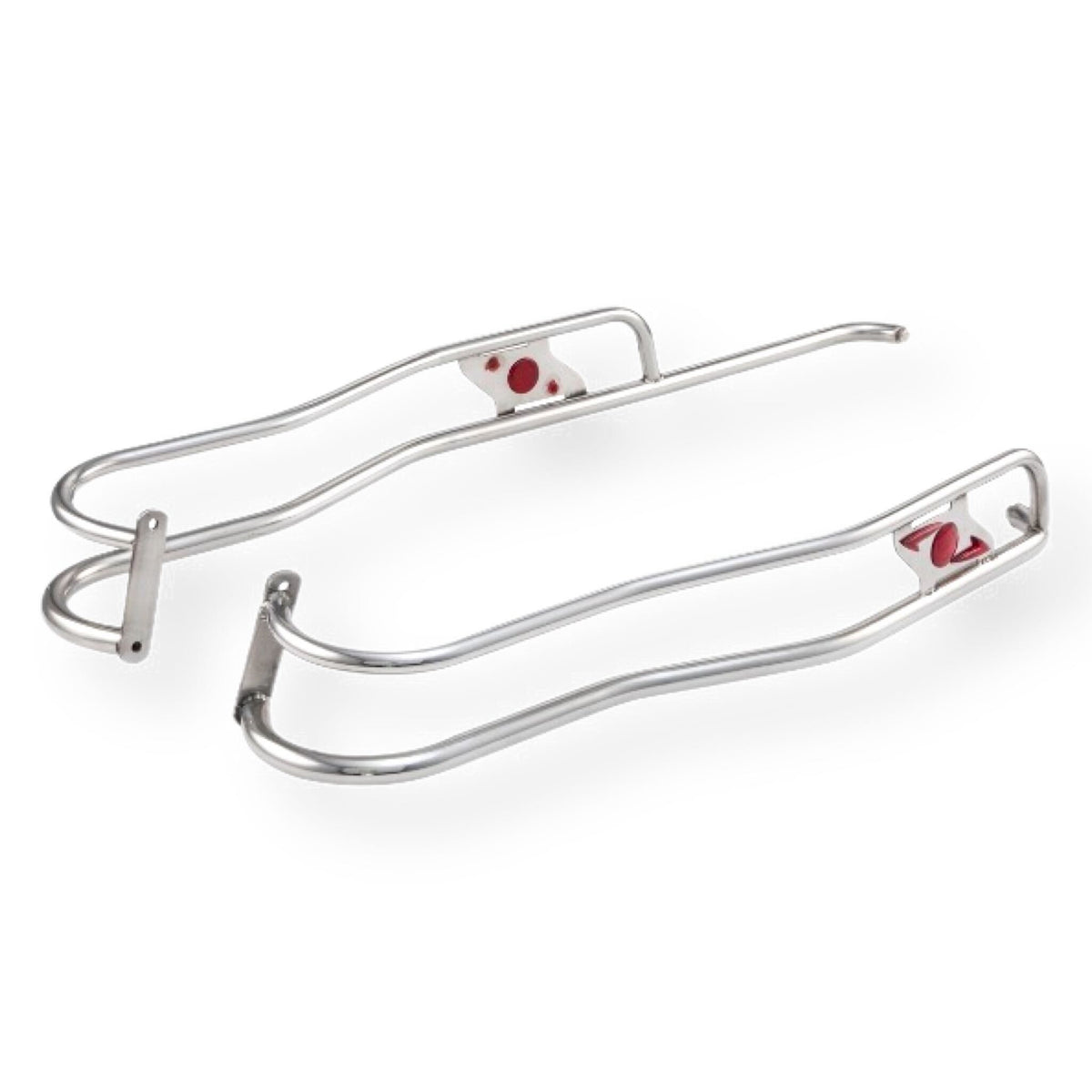 Lambretta Series 3 Li Ulma Style Side Panel Rear Crash Bars - Chrome & Red - Floorboard to Number Plate