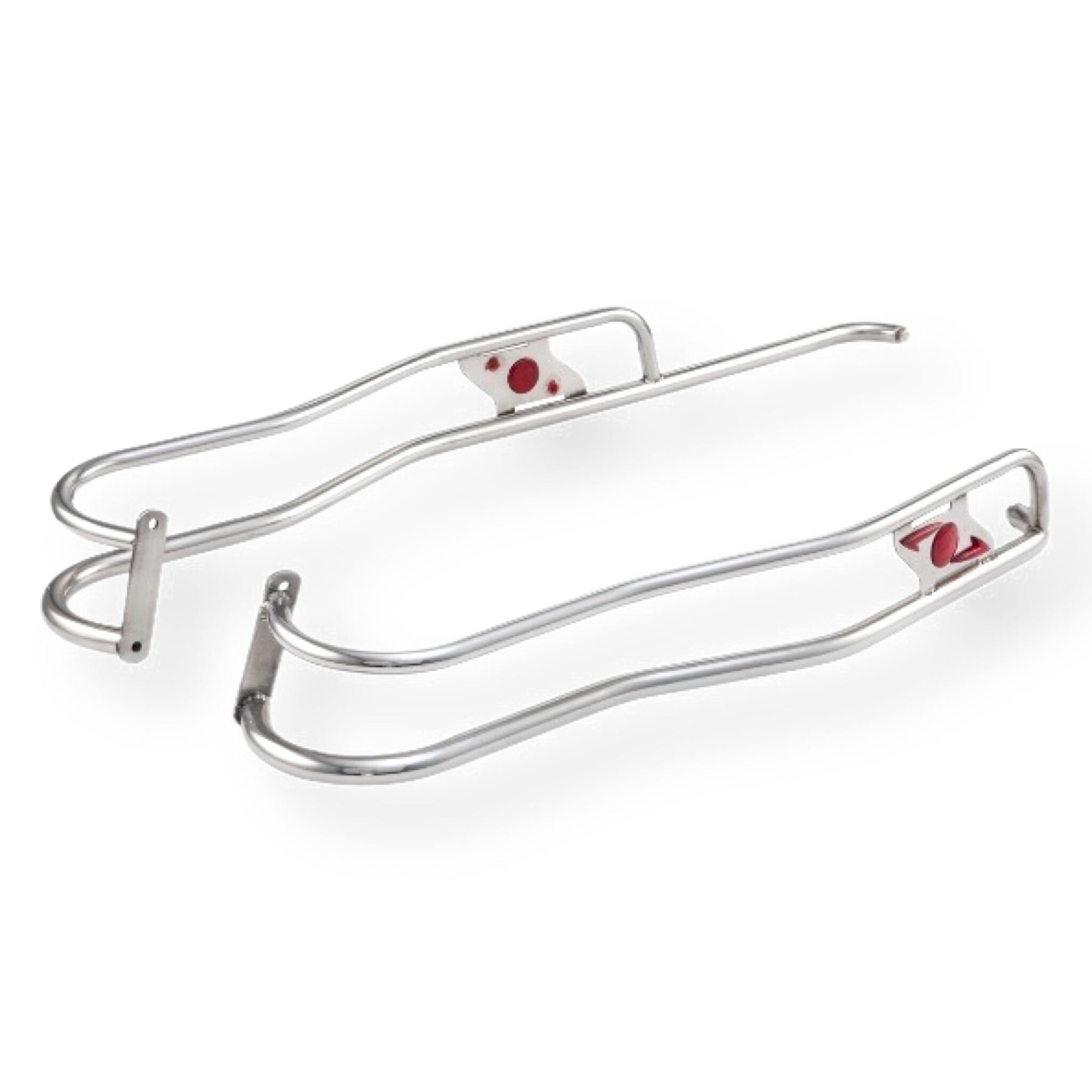 Lambretta Series 3 Li Ulma Style Side Panel Rear Crash Bars - Chrome & Red - Floorboard to Number Plate