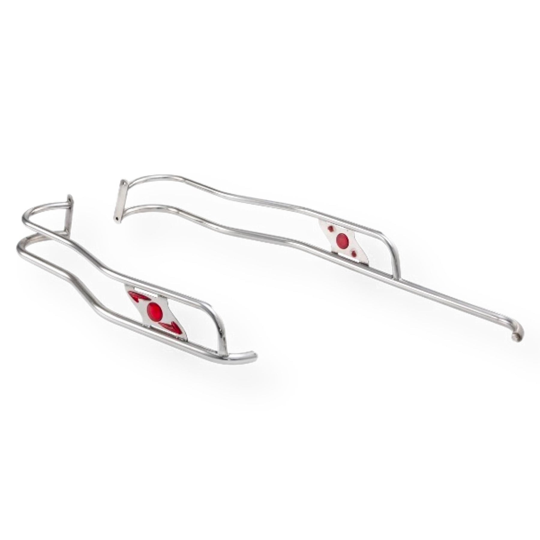Lambretta Series 3 Li Ulma Style Side Panel Rear Crash Bars - Chrome & Red - Floorboard to Number Plate