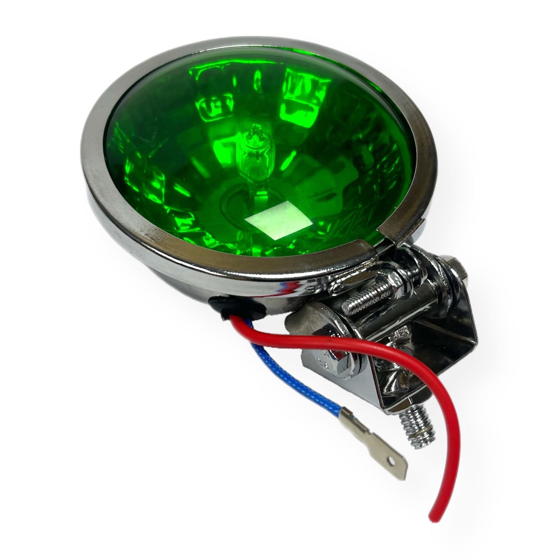 Vespa Lambretta Scooter Lamp Spot Light 9cm Honeycomb Chrome Green Lens