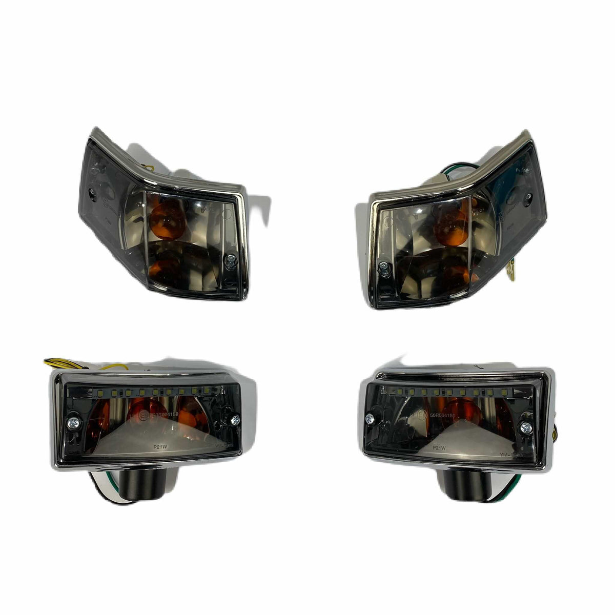 Vespa PX PE T5 Lexus Style Smoked Indicator Units Set with LED Running Lights