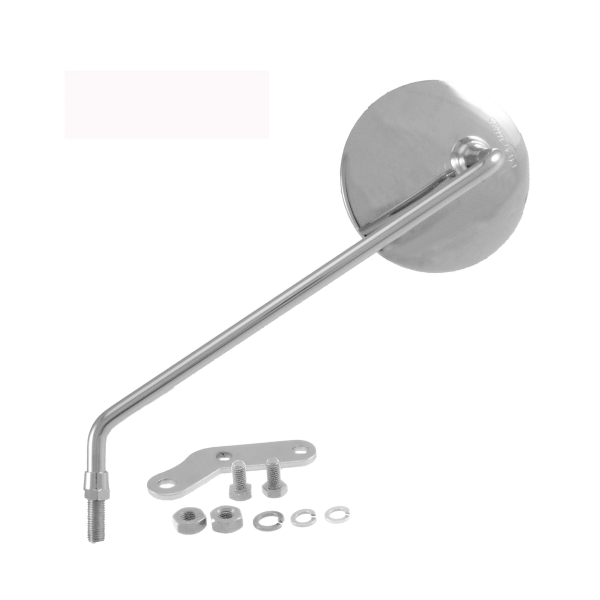 Vespa PX PE T5 Classic Round Chrome Mirror - Bolts Under Headset - Short L/H