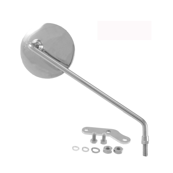 Vespa PX PE T5 Classic Round Chrome Mirror - Bolts Under Headset - Short R/H