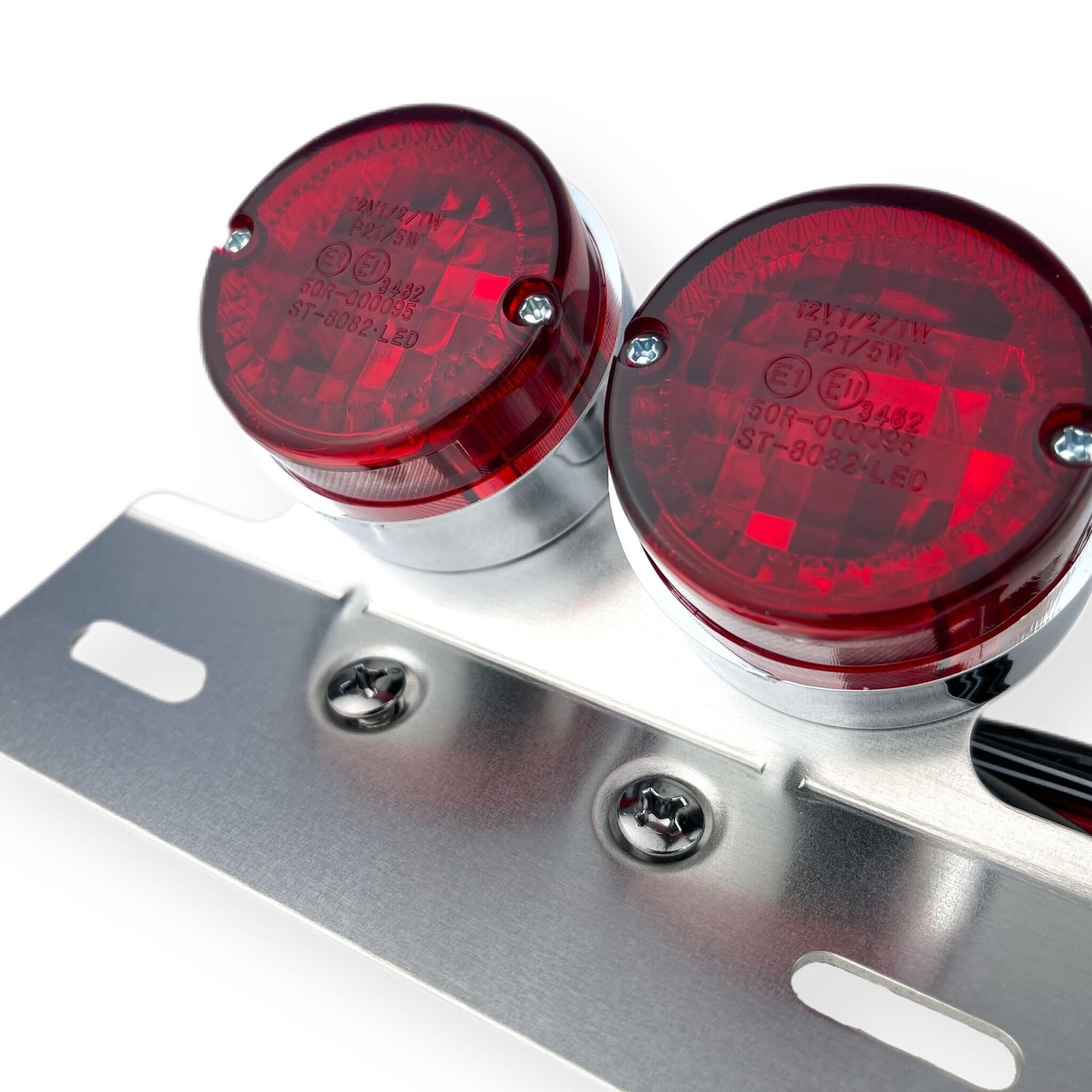 Motorbike Scooter Chome Surround Twin Rear Light (Round)