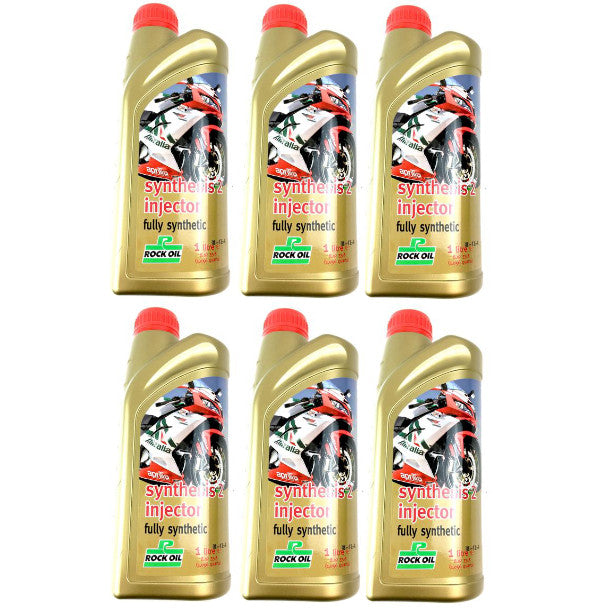 Rock Oil 2Stroke Synthesis 2 Injector 1 Litre x 6 Pack