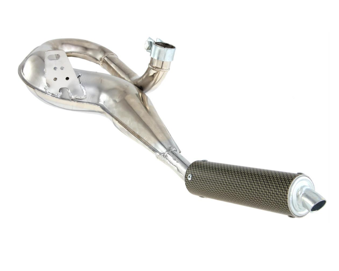 Vespa PX125 150 166 177 PE GT/R 150 Super Sprint GL Cosa Simonini Sports Exhaust Chrome with Carbon End Can