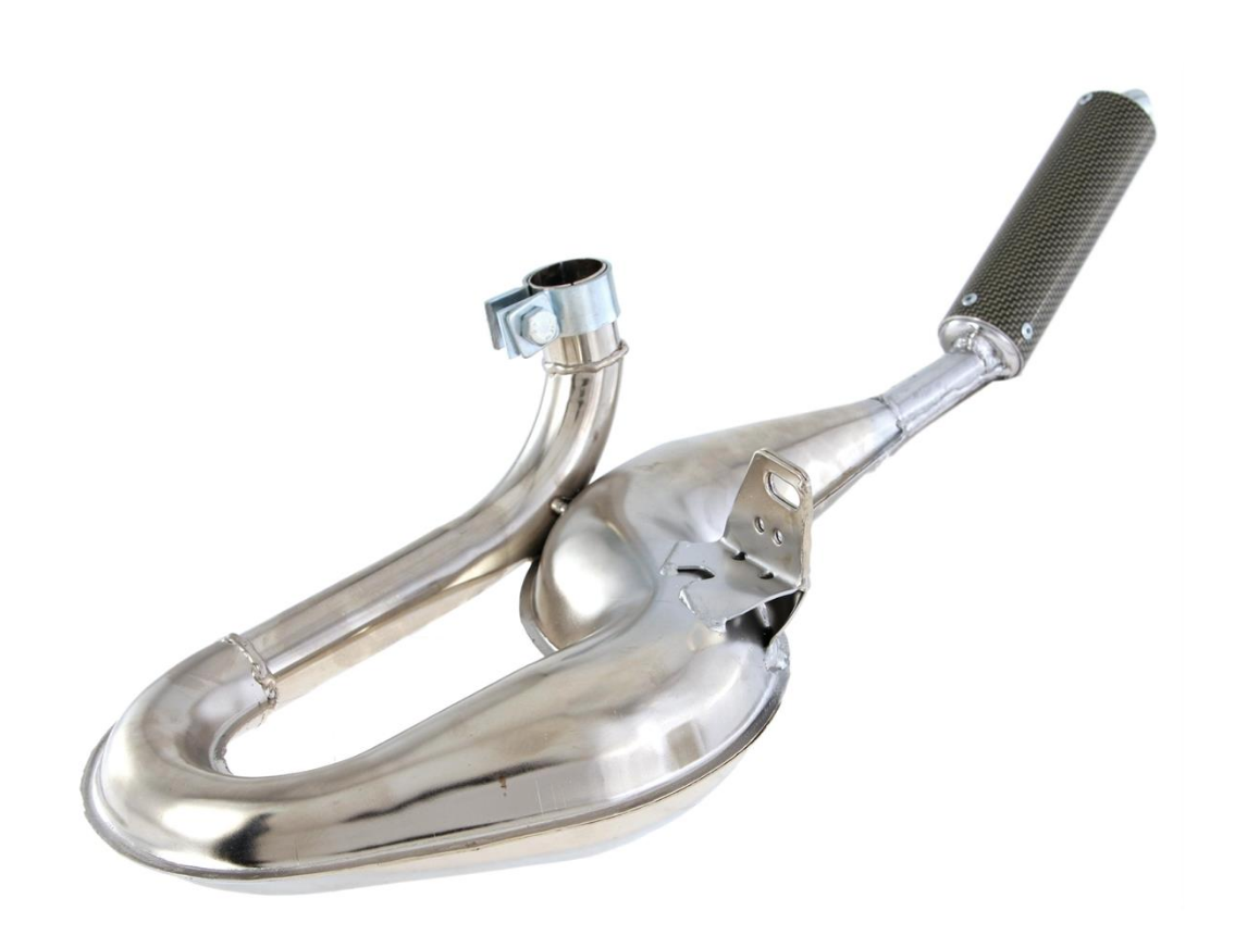 Vespa PX125 150 166 177 PE GT/R 150 Super Sprint GL Cosa Simonini Sports Exhaust Chrome with Carbon End Can