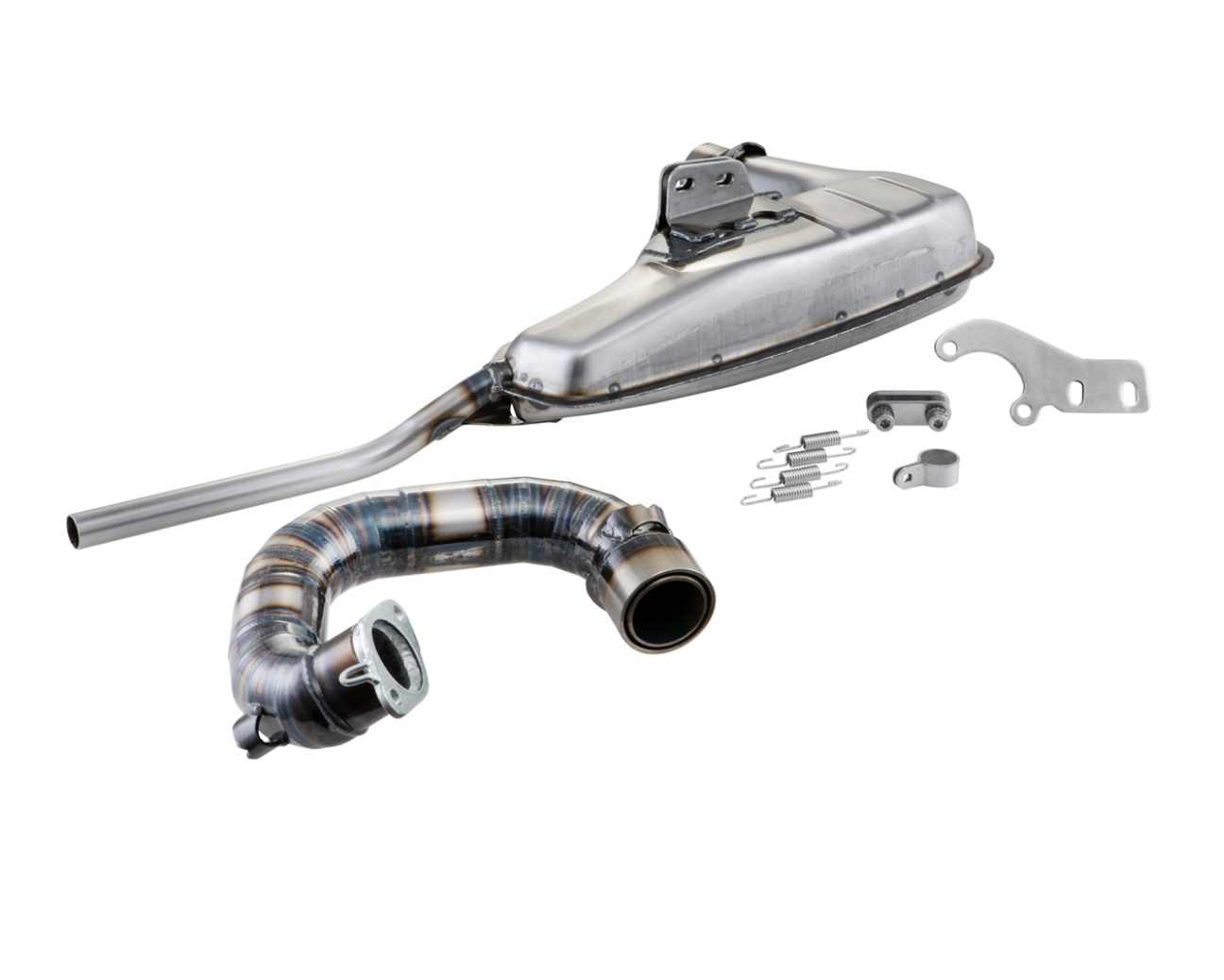 Lambretta Series 1 2 3 Li GP SX TV SIP Clubsport Clubman Racing Exhaust - Bare Metal - Quattrini 210cc