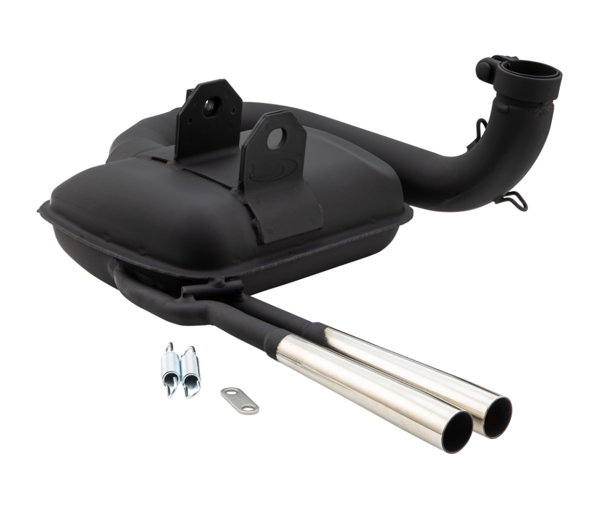 Vespa PX125 150 GT GTR Super Sprint SIP Road 2.0 Retro Twin Tailpipe Sports Exhaust Black