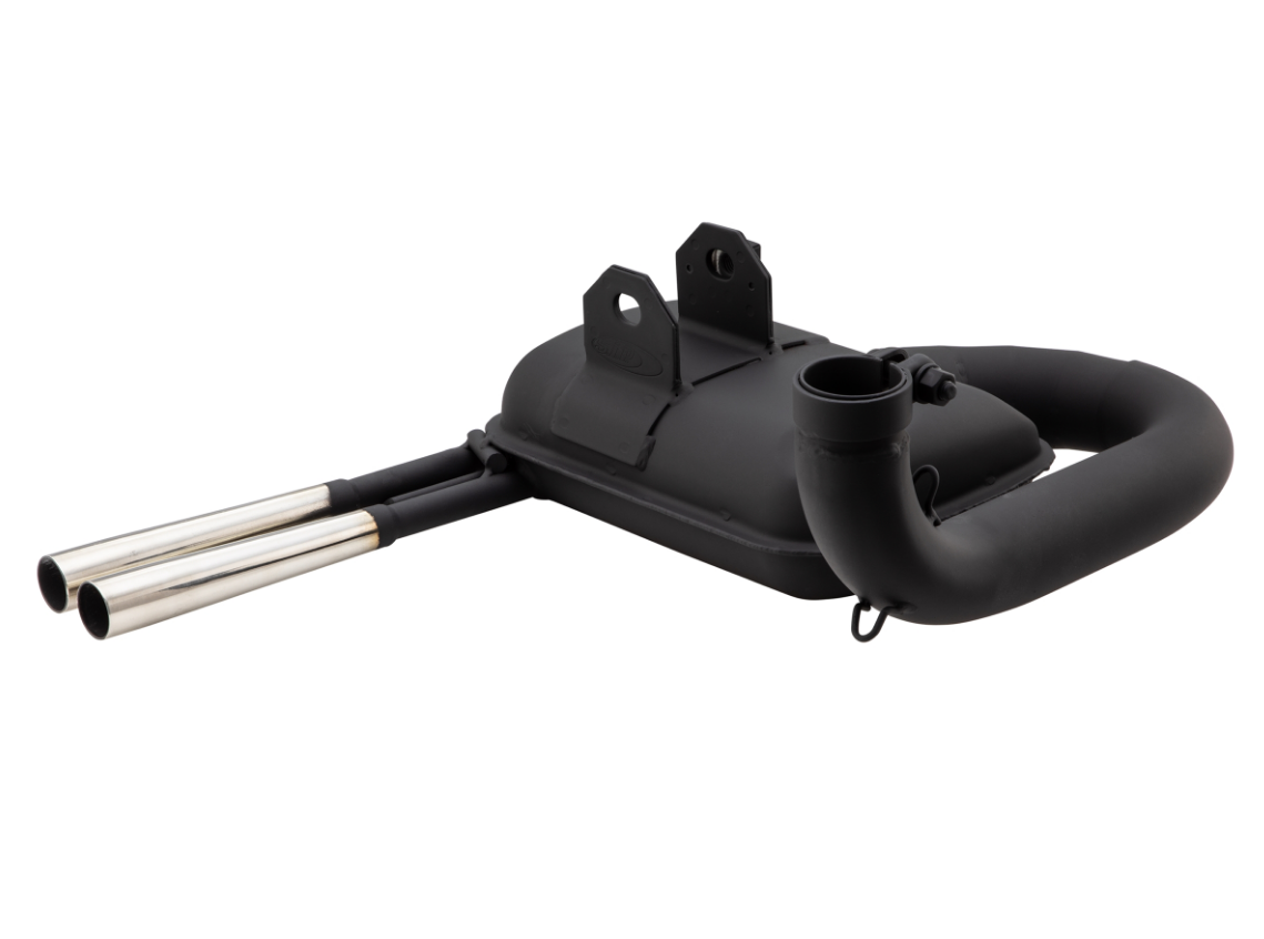 Vespa PX125 150 GT GTR Super Sprint SIP Road 2.0 Retro Twin Tailpipe Sports Exhaust Black