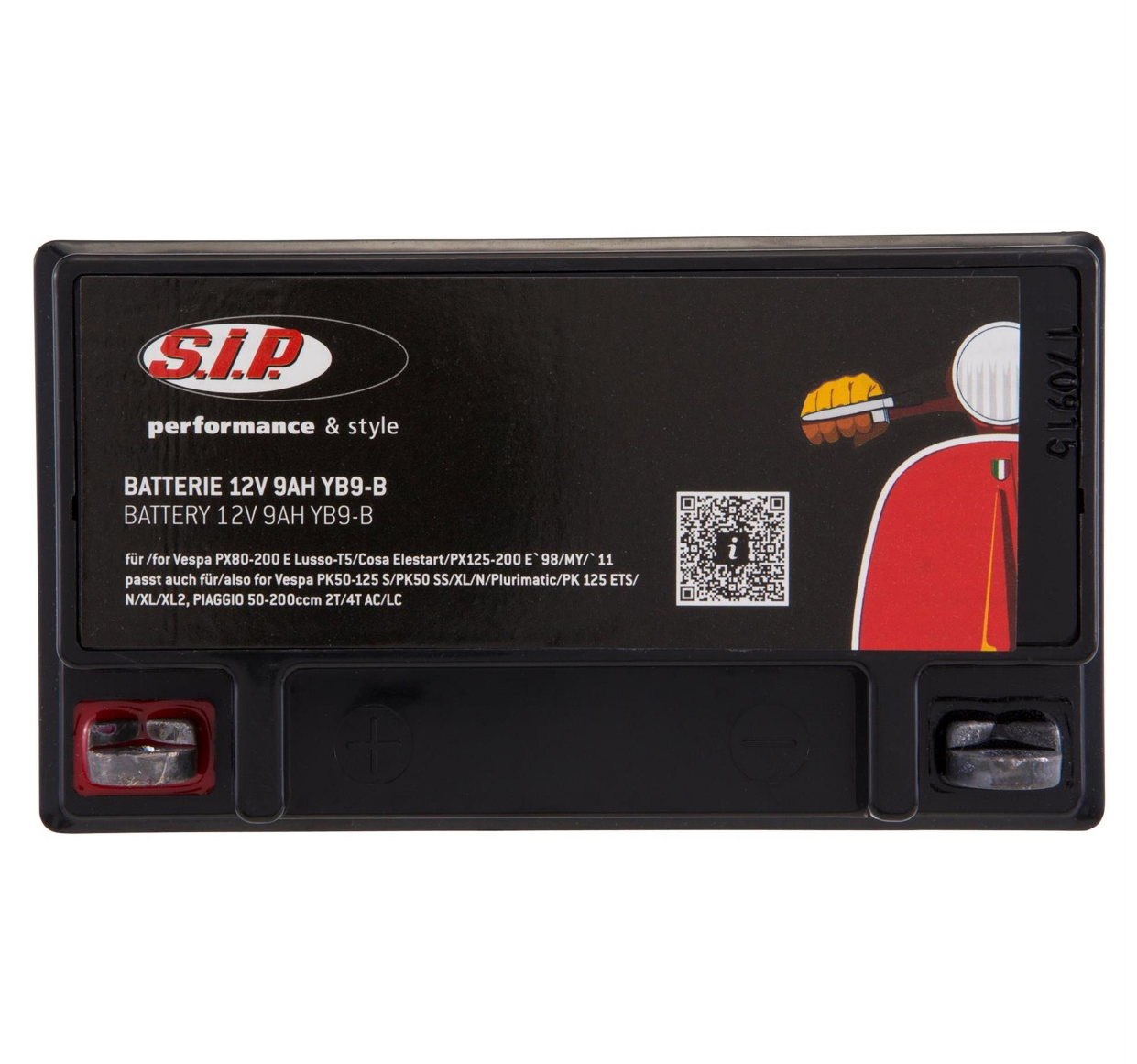 Vespa PX EFL Disc MY T5 PK 12V SIP YB9/YB7 Maintenance Free Battery 12V/9Ah