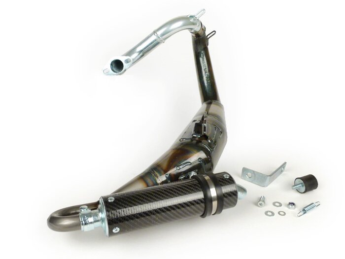 Vespa Primavera ET3 125 Simonini Left Hand Evo Exhaust - Carbon