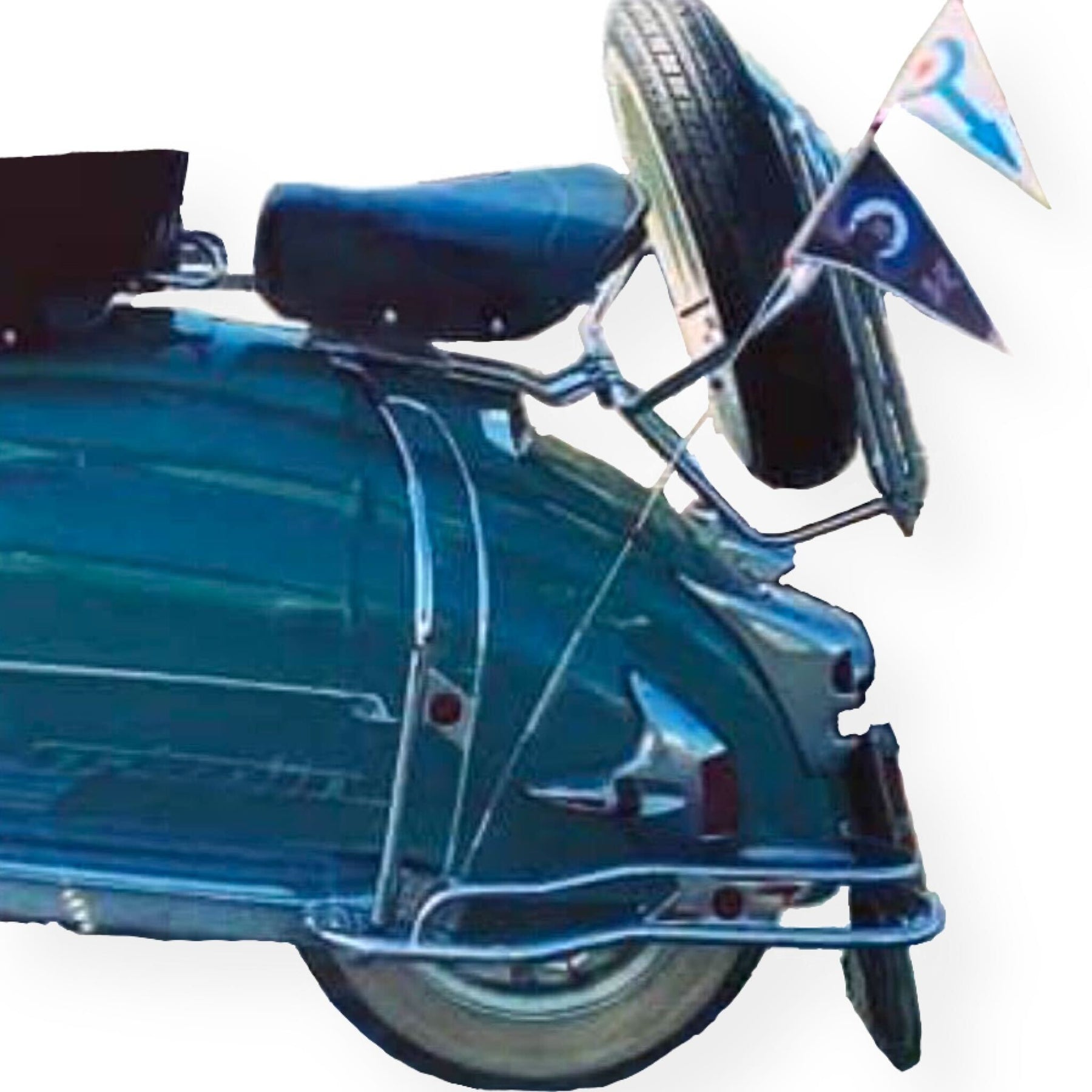 Lambretta Series 3 Li Ulma Style Side Panel Rear Crash Bars - Chrome & Blue - Floorboard to Number Plate