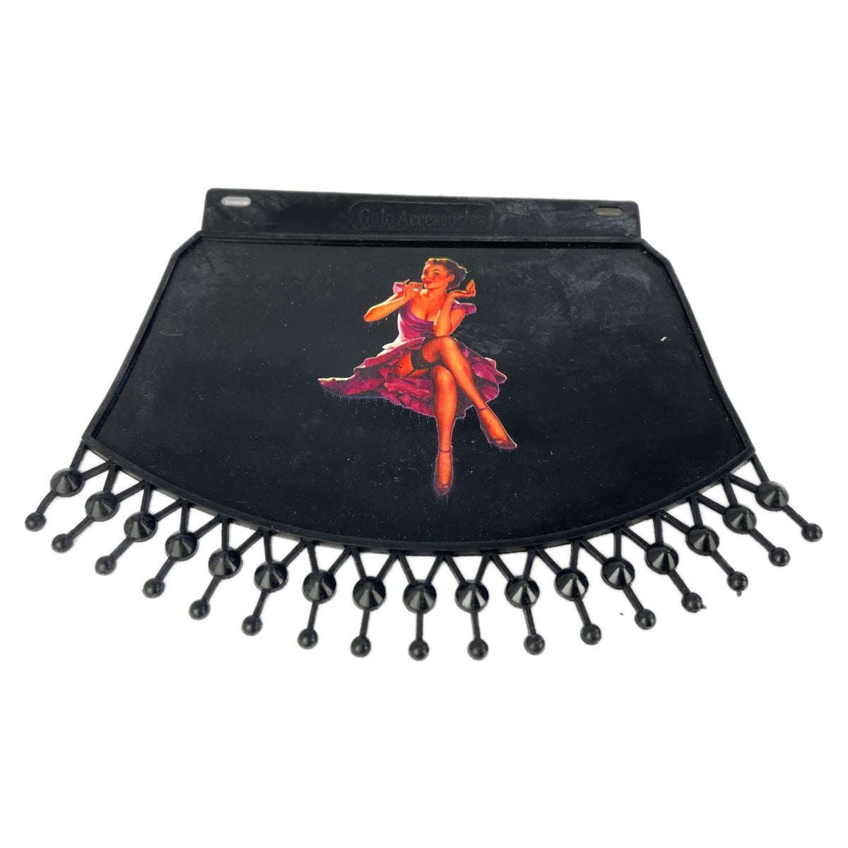 Lambretta Vespa Scooter Black Mudflap Lady In Purple Dress