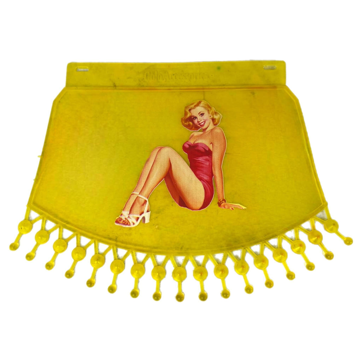 Lambretta Vespa Scooter Yellow Mudflap Lady In Red Dress