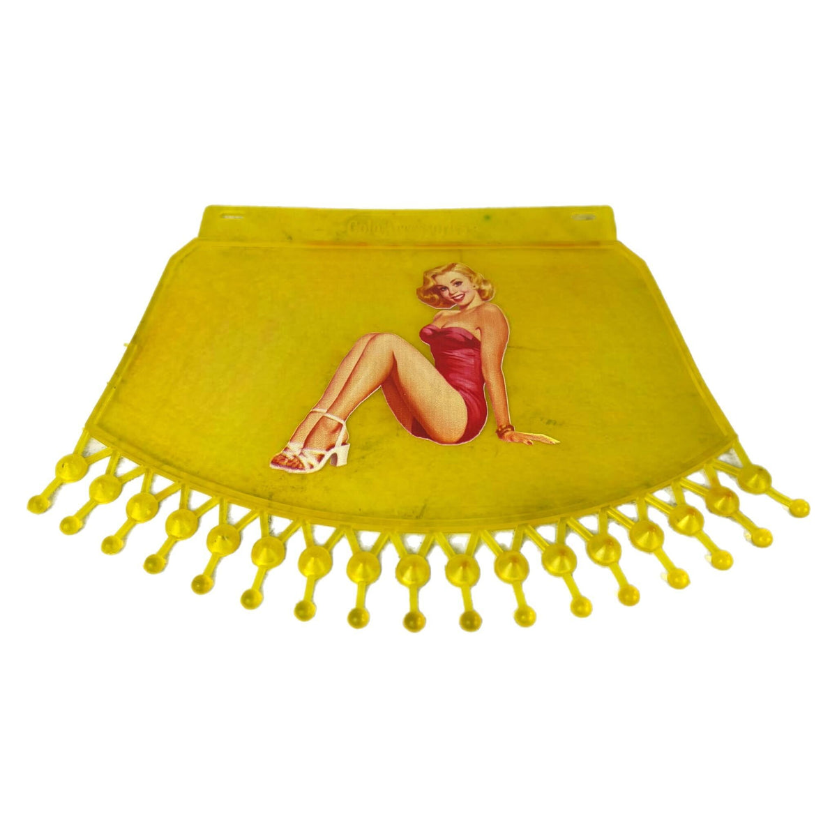 Lambretta Vespa Scooter Yellow Mudflap Lady In Red Dress