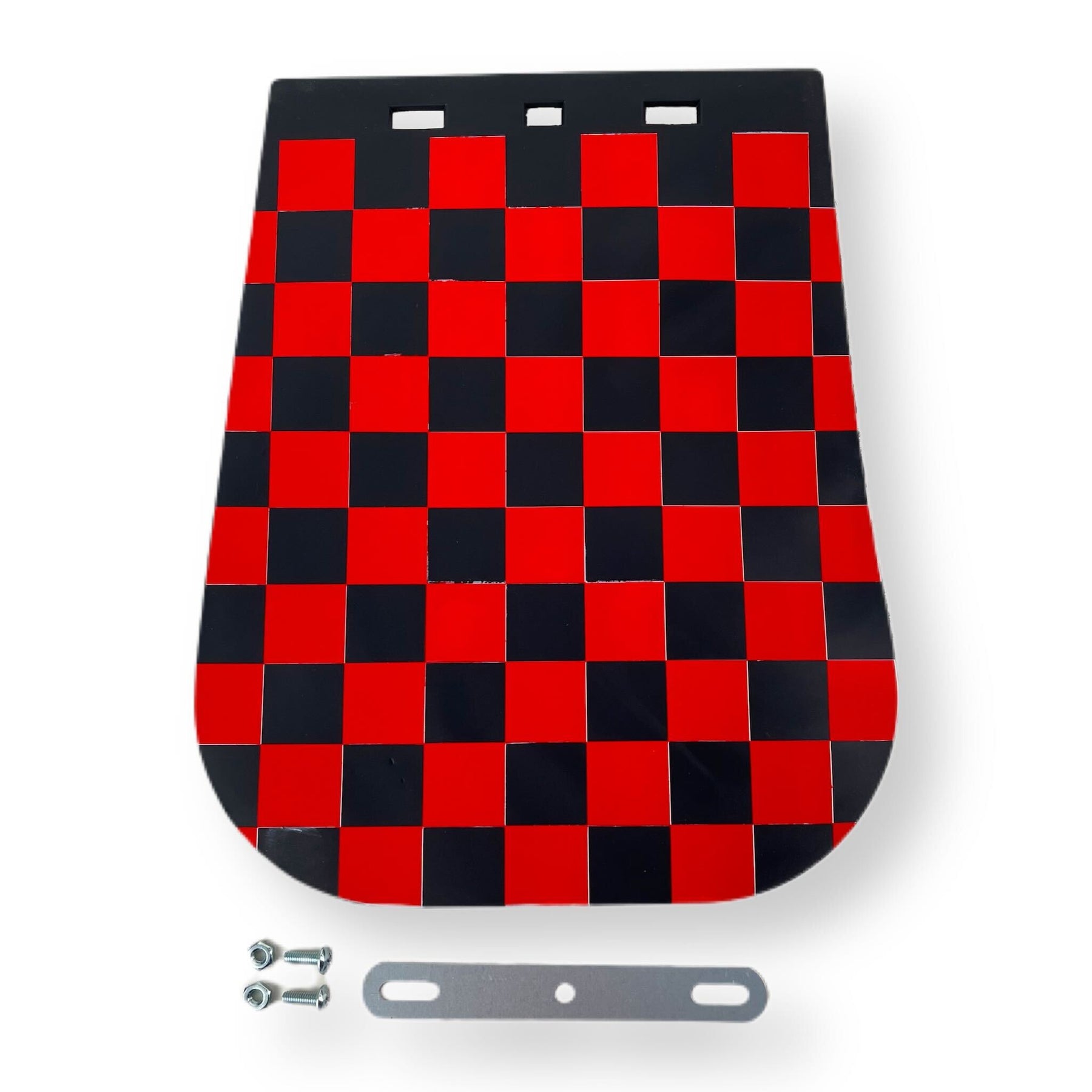 Vespa Lambretta Royal Alloy Scomadi Scooter Universal Rubber Chequered Mudflap - Red & Black