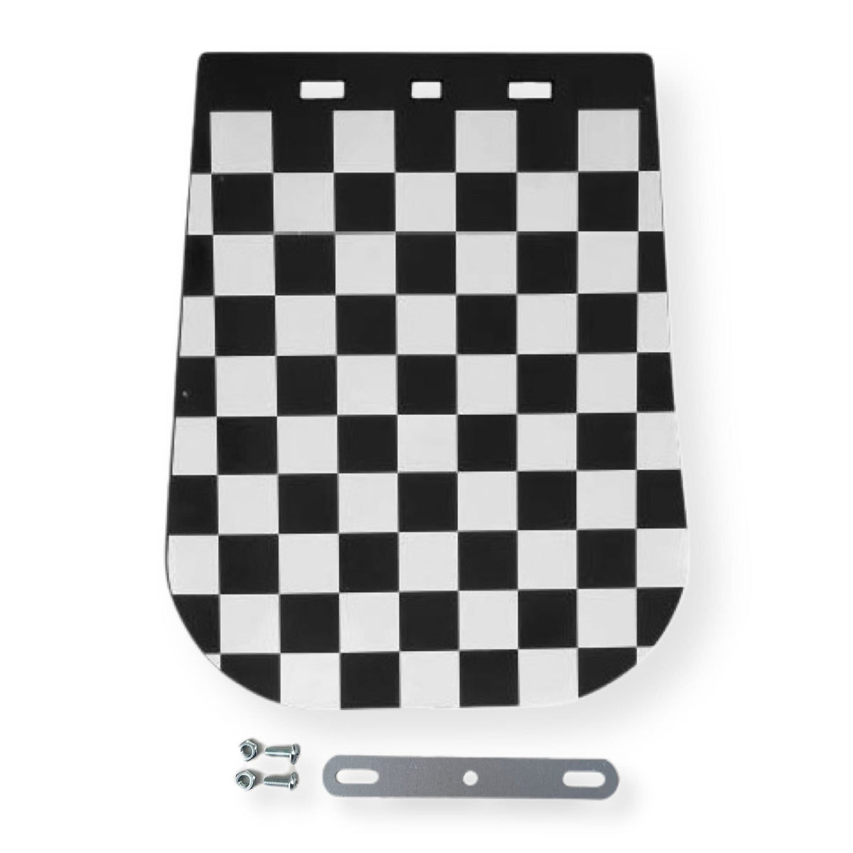 Vespa Lambretta Royal Alloy Scomadi Scooter Universal Rubber Chequered Mudflap - Black & White