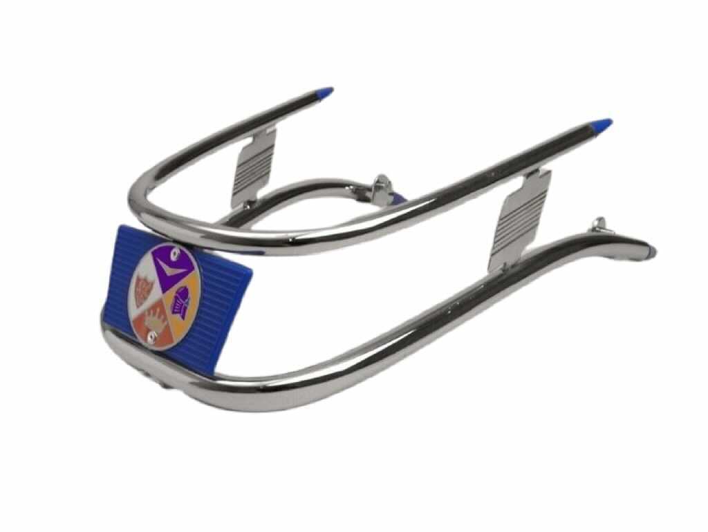 Vespa V50 90 100 Primavera ET3 Chrome Front Bumper Bar - Blue Trim