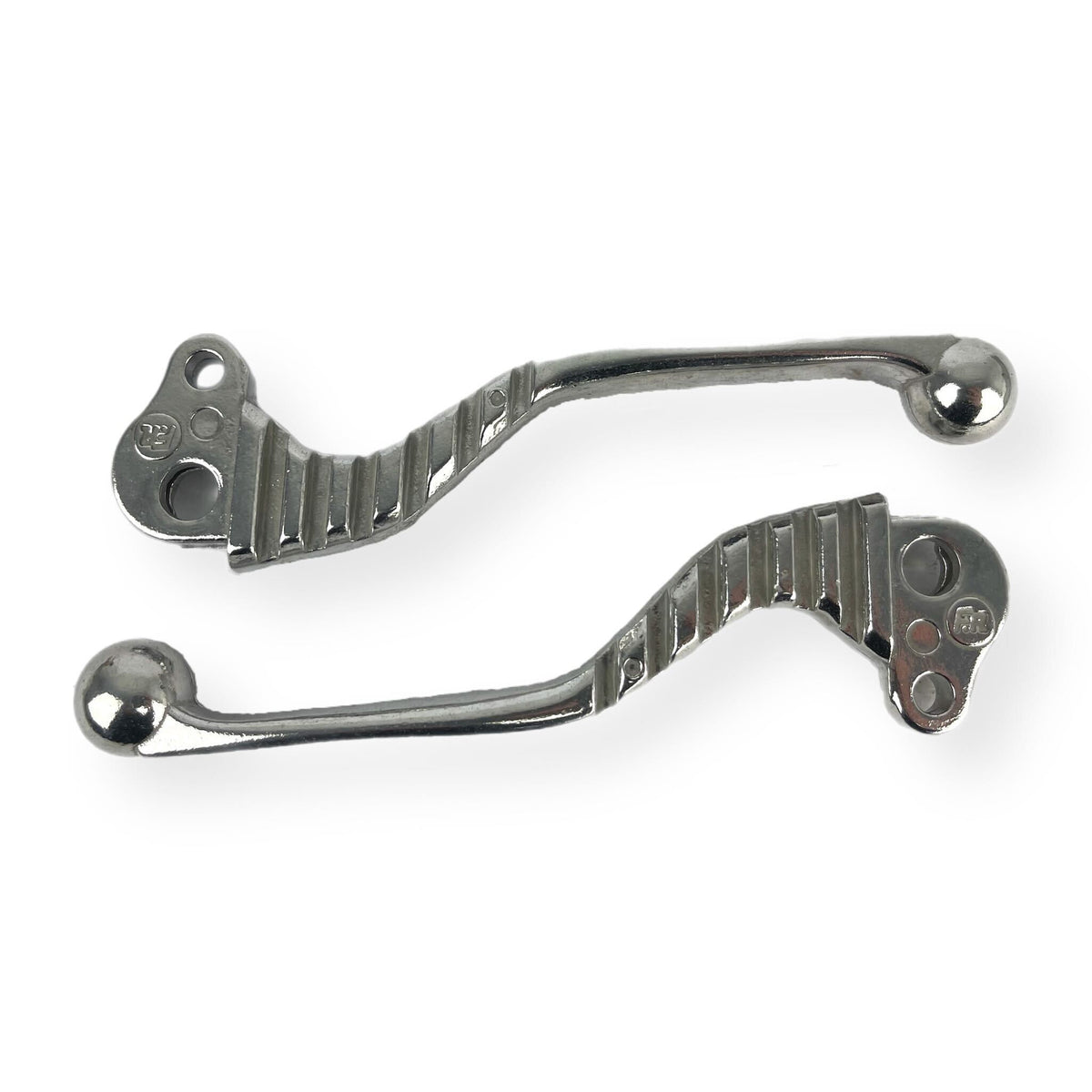 Vespa PX PE T5 V50 Prim Sprint Rally Ribbed Dog Leg Handle Bar Levers - Polished Alloy