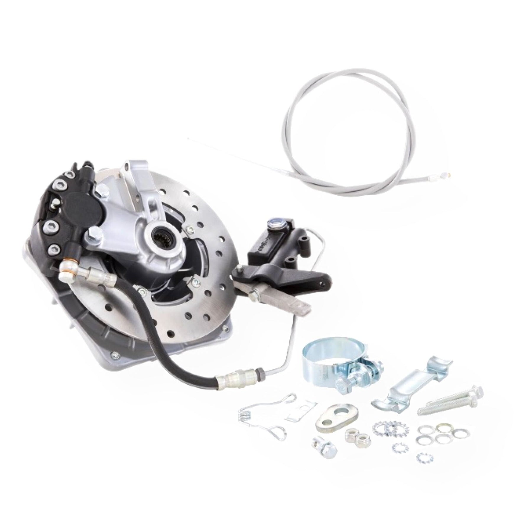 Vespa P125X P150X P200E Grimeca Disc Brake Kit For 16mm Axle - Silver Net Pattern